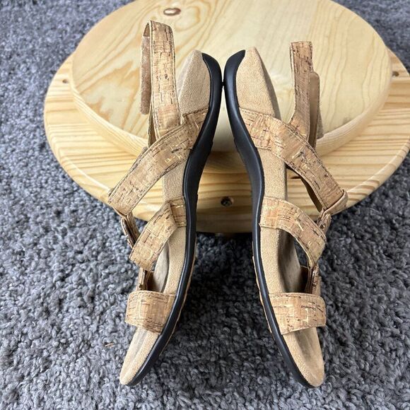 Vionic Amber Adjustable Sandal Womens 8 Gold Cork Flats Orthotic Arch Support - Picture 7 of 11